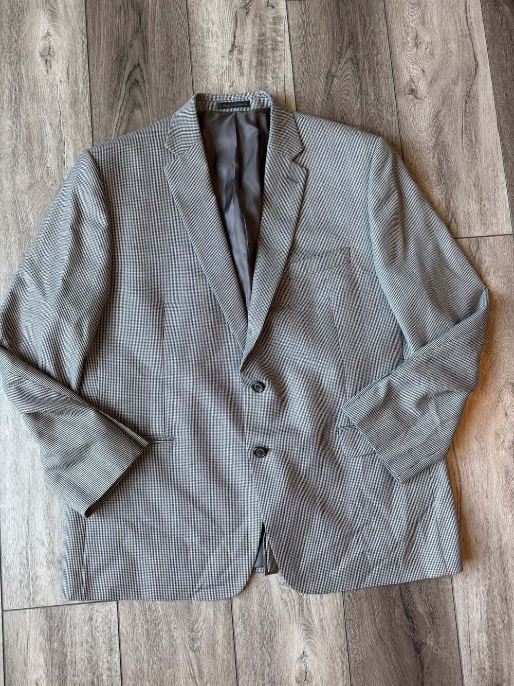 Lauren Ralph Lauren Mens 46R Gray Houndstooth Blazer Sport Coat Jacket